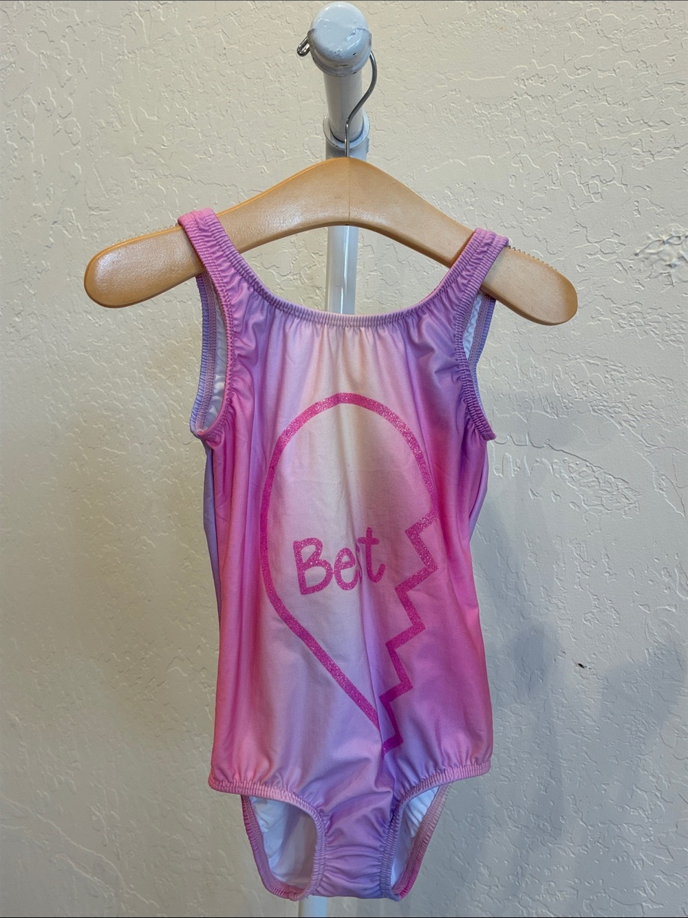 PQ Swim Pink Ombre Girls' One-Piece with Glitter Heart